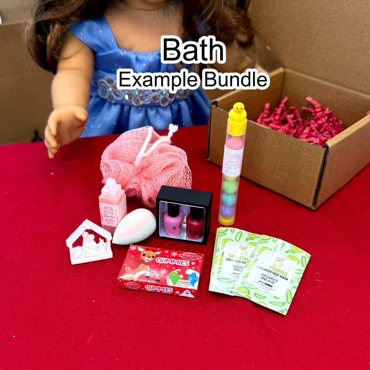 Christmas Doll Food Bundle - 18" Doll Miniatures | 1:3 Scale