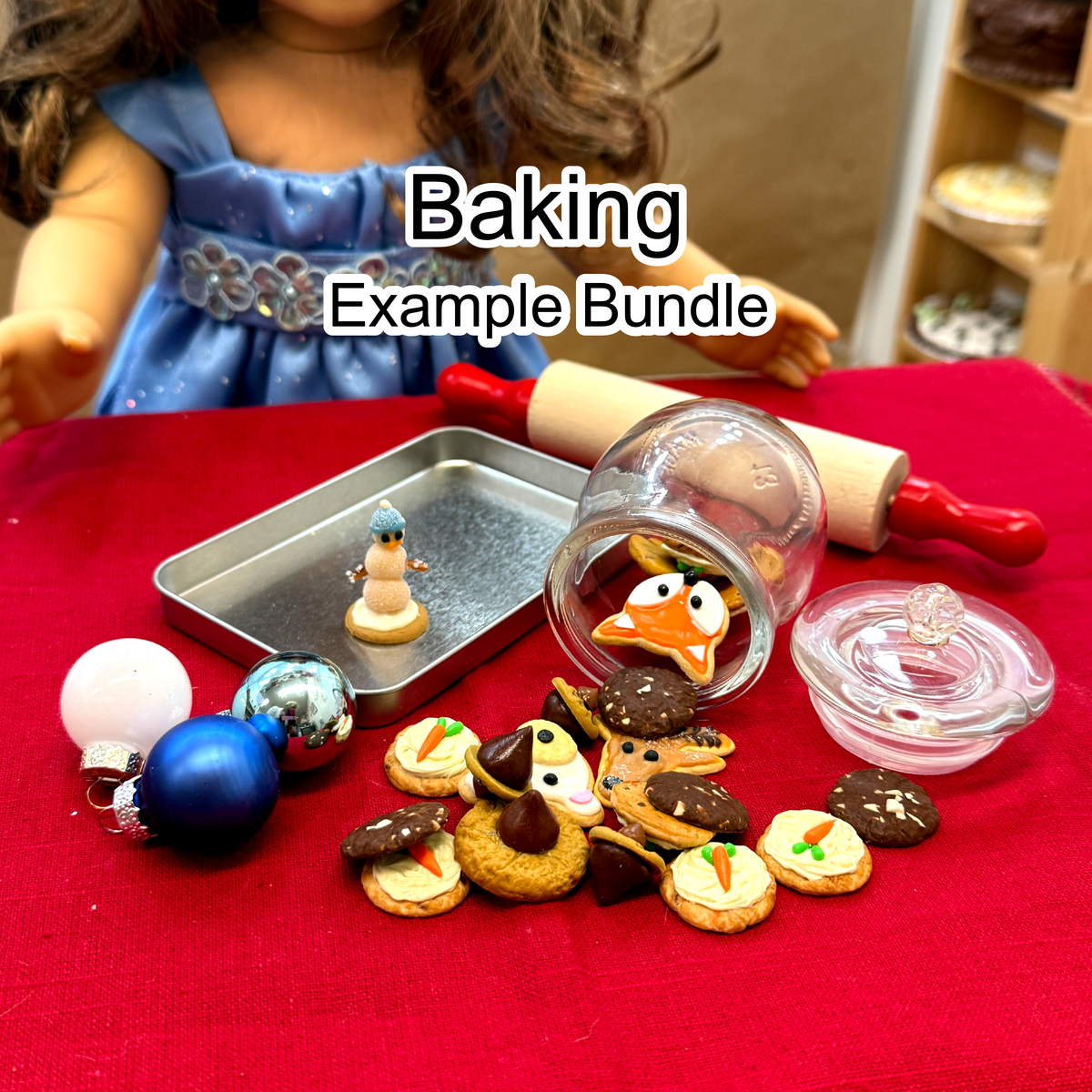 Christmas Doll Food Bundle - 18" Doll Miniatures | 1:3 Scale